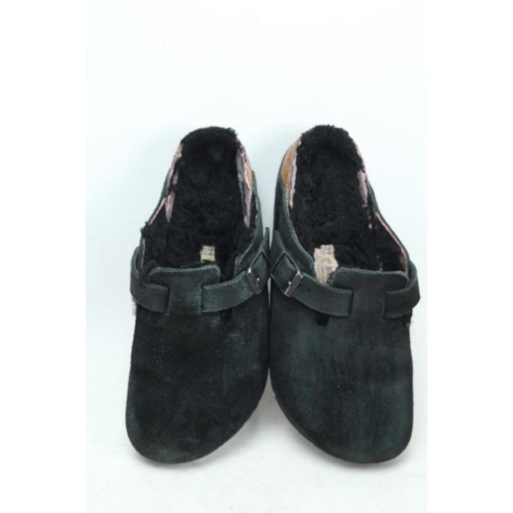 Birkenstock Boston Shearling Clogs Shoes Slip On Black Suede Women's 39 / 8 - Picture 2 of 12
